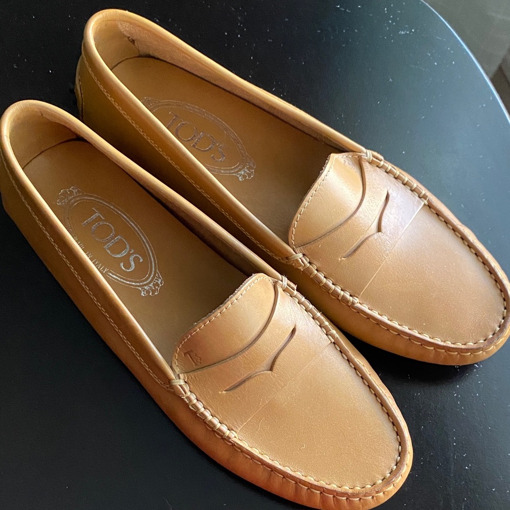Tod's Cognac Leather Penny Loafers